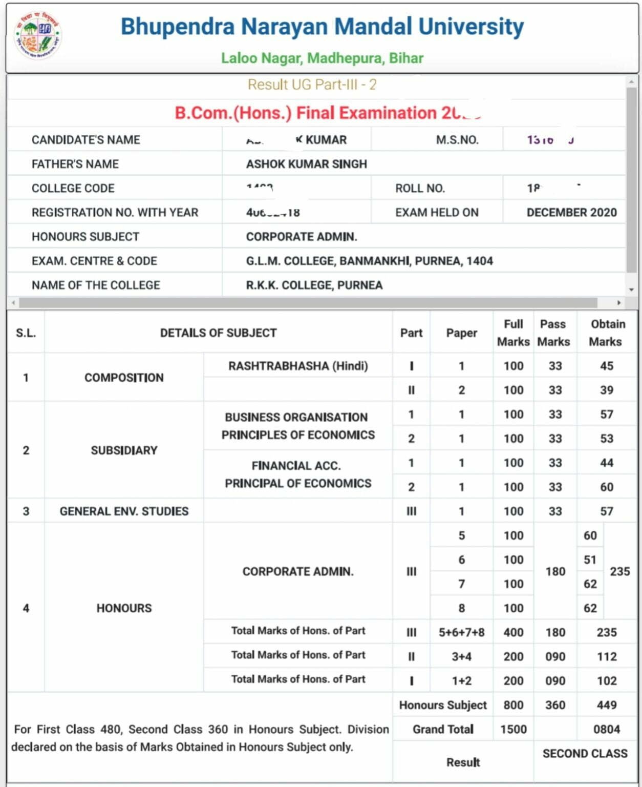 Lista 97+ Imagen bnmu ba bsc part 3 result star bseb.in El último