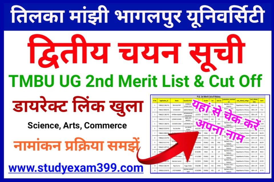 TMBU UG 2nd Merit List 2022 Check Direct Best Link Here (BA/ B.Sc/ B.Com) - तिलकामांझी विश्वविद्यालय स्नातक द्वितीय मेरिट लिस्ट में नाम चेक करें किस कॉलेज में आया