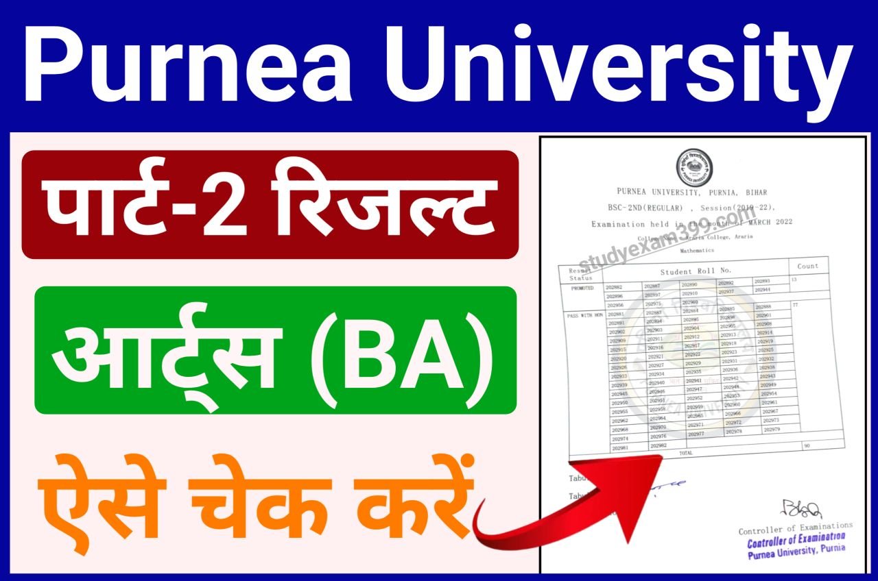 Purnea University BA Part 2 Result 2022 Declared Purnea University BA Part 2 Result Date 