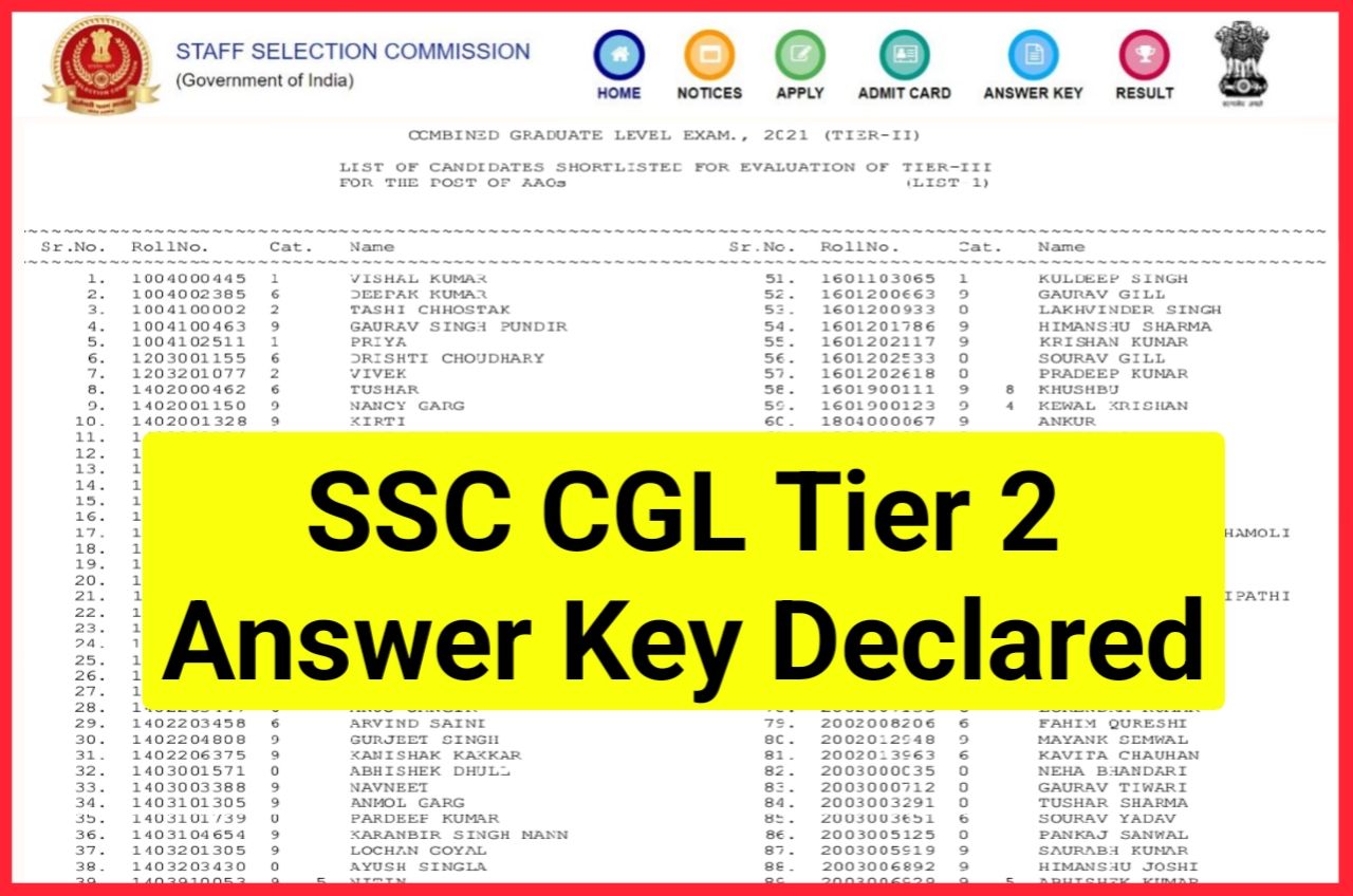 SSC CGL Tier 2 Answer Key 2022 Declared - आ गया SSC CGL Tier-2 आंसर की यहां से डाउनलोड करें, New Best Link Active