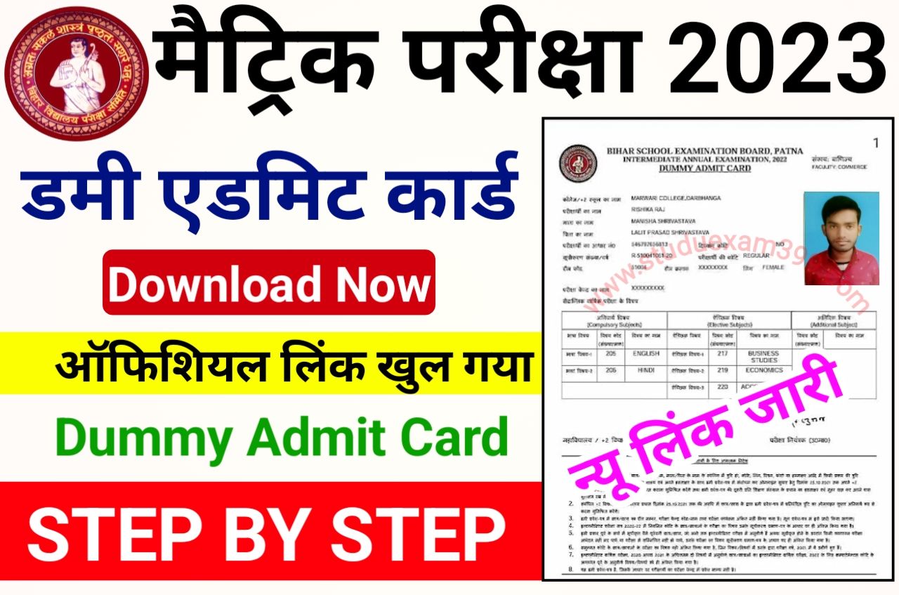 Bihar Board 10th Dummy Admit Card 2022 Download (लिंक खुला) - Bihar Board BSEB Matric Dummy Admit Card Download Direct Best Link Active, मैट्रिक डमी एडमिट कार्ड केवल इस लिंक से डाउनलोड शुरू