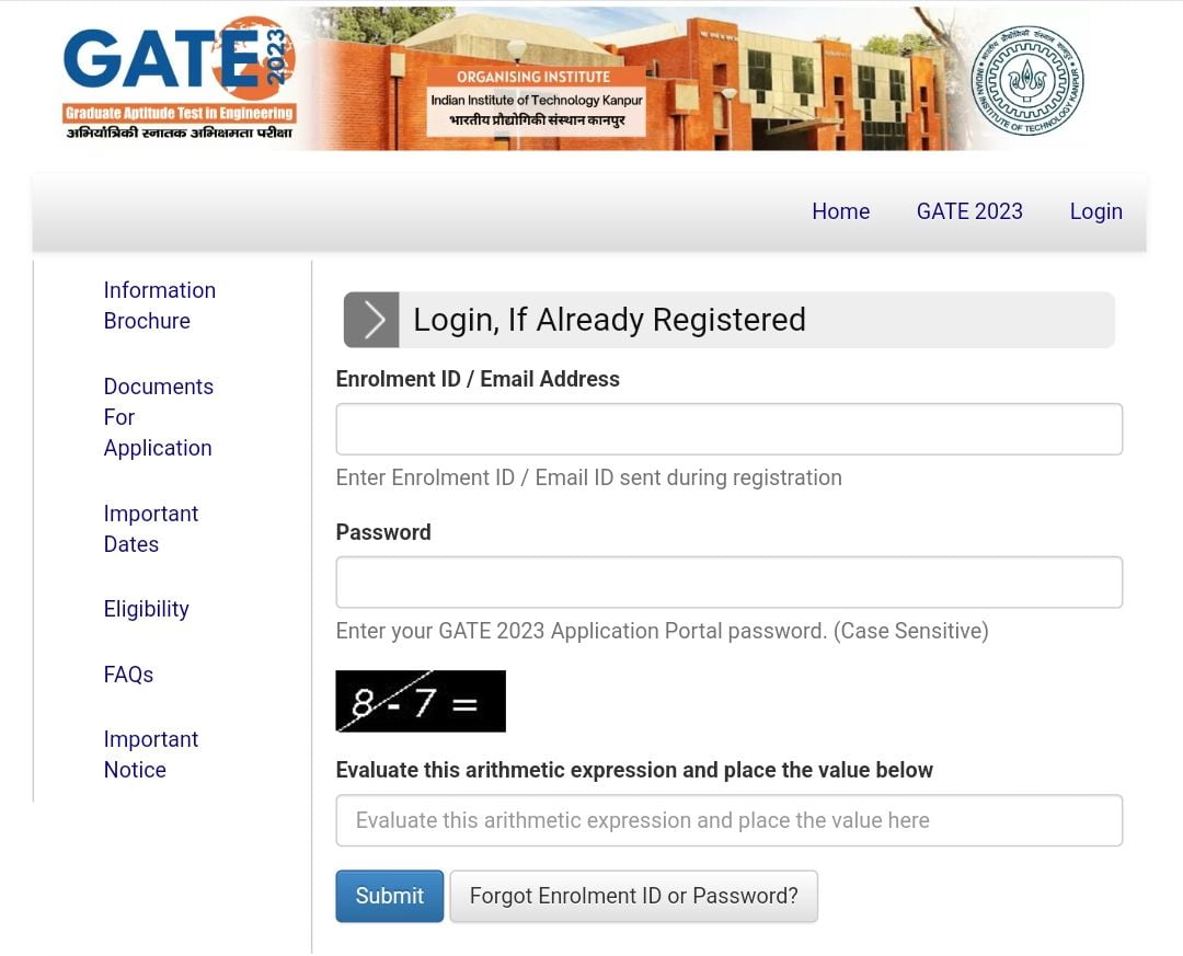 IIT GATE Admit Card 2023 OUT