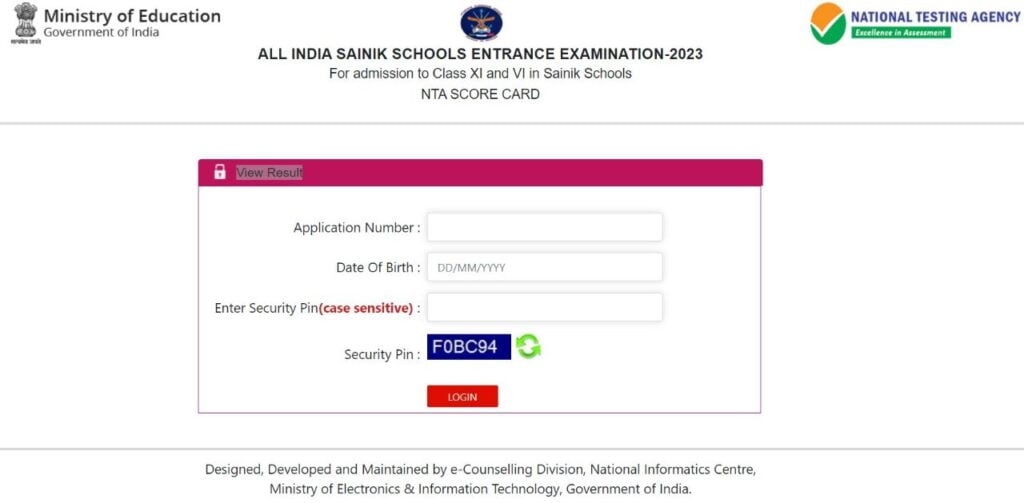 AISSEE Result 2023 Download Direct Best लिंक Score Card @aissee.nta.nic.ac.in