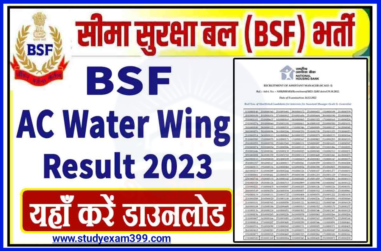 BSF Assistant Commandant Recruitment Result 2023 Download Direct Best लिंक हुआ जारी - BSF Assistant Commandant Work, Electrical & Water Wing Exam Result Download