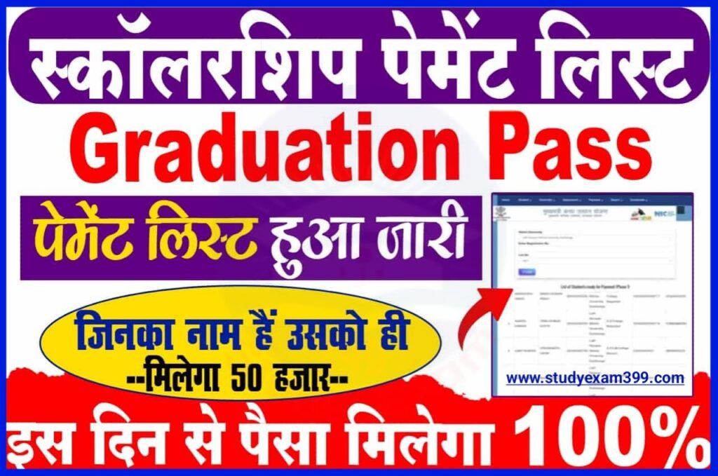 Graduation Pass Scholarship Payment List Check - ऑनलाइन आवेदन के बाद ₹50,000 स्कॉलरशिप पेमेंट लिस्ट हुआ जारी, ऐसे चेक करें