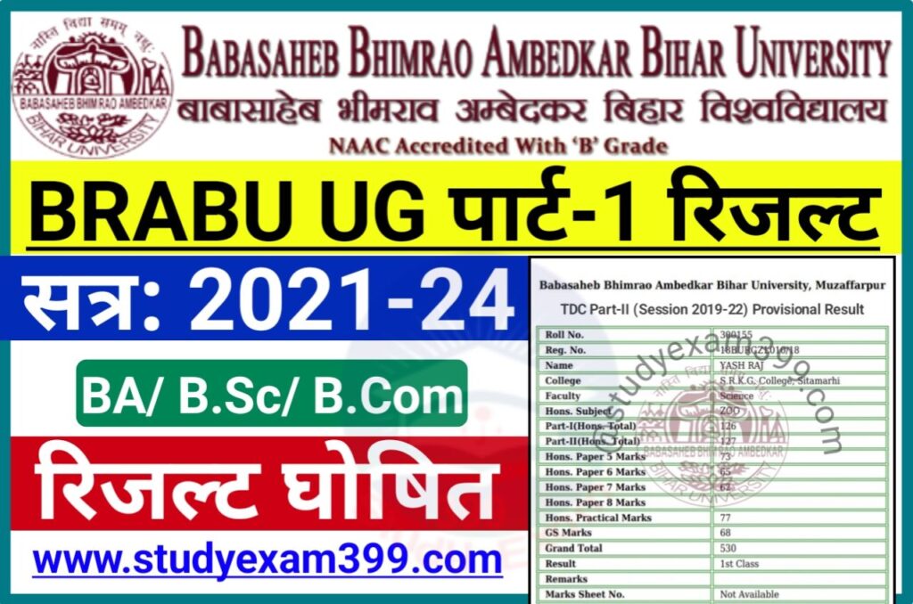 BRABU Part 1 Result 2021-24 Out (लिंक जारी) || Bihar University TDC Part 1 Result 2023 Declared Check New Best Link Here