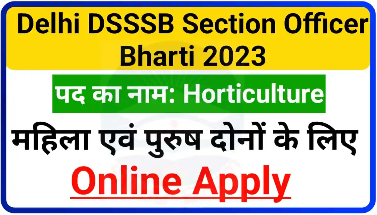 Delhi DSSSB Section Officer Bharti 2023 Online Apply : Horticulture की पदों पर निकली बंपर भर्ती, यहां से करें आवेदन