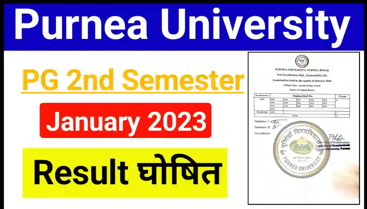 Purnea University PG 2nd Semester January 2023 Result घोषित Online Download Direct Best लिंक