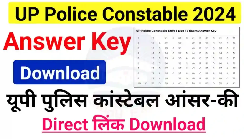 UP Police Constable Answer Key 2024 Download (Direct Best लिंक हुआ जारी) : यूपी पुलिस कांस्टेबल परीक्षा आंसर की, यहां से चेक करें