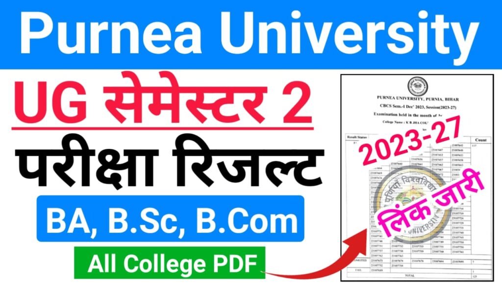 Purnea University UG 2nd Semester Result 2024 Download डायरेक्ट लिंक हुआ जारी (सत्र: 2023-27)